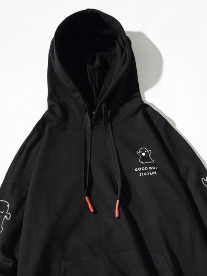 Relax Fit Ghost Print Hoodie-Mitchell Shoes