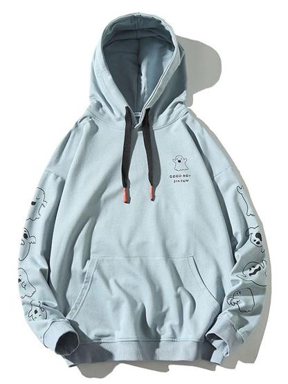 Relax Fit Ghost Print Hoodie-Mitchell Shoes