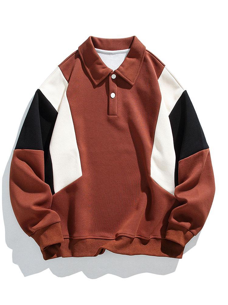 Relax Fit Color Block Polo Sweatshirt-Mitchell Shoes