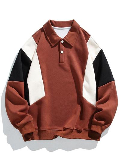 Relax Fit Color Block Polo Sweatshirt-Mitchell Shoes