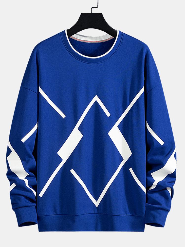 Geometric Print Crew Neck Sweatshirt-Mitchell Shoes