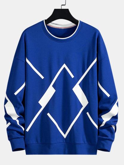 Geometric Print Crew Neck Sweatshirt-Mitchell Shoes