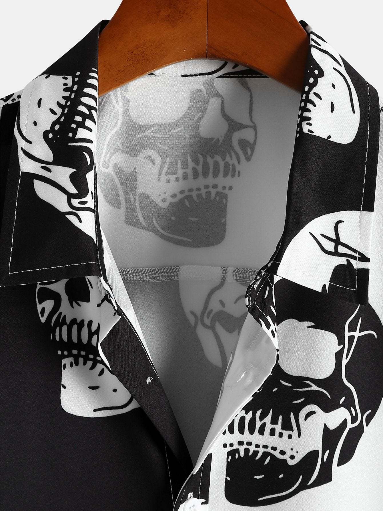 Two Tone Skull Print Shirt-Mitchell Shoes