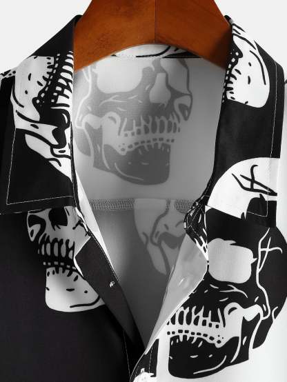 Two Tone Skull Print Shirt-Mitchell Shoes