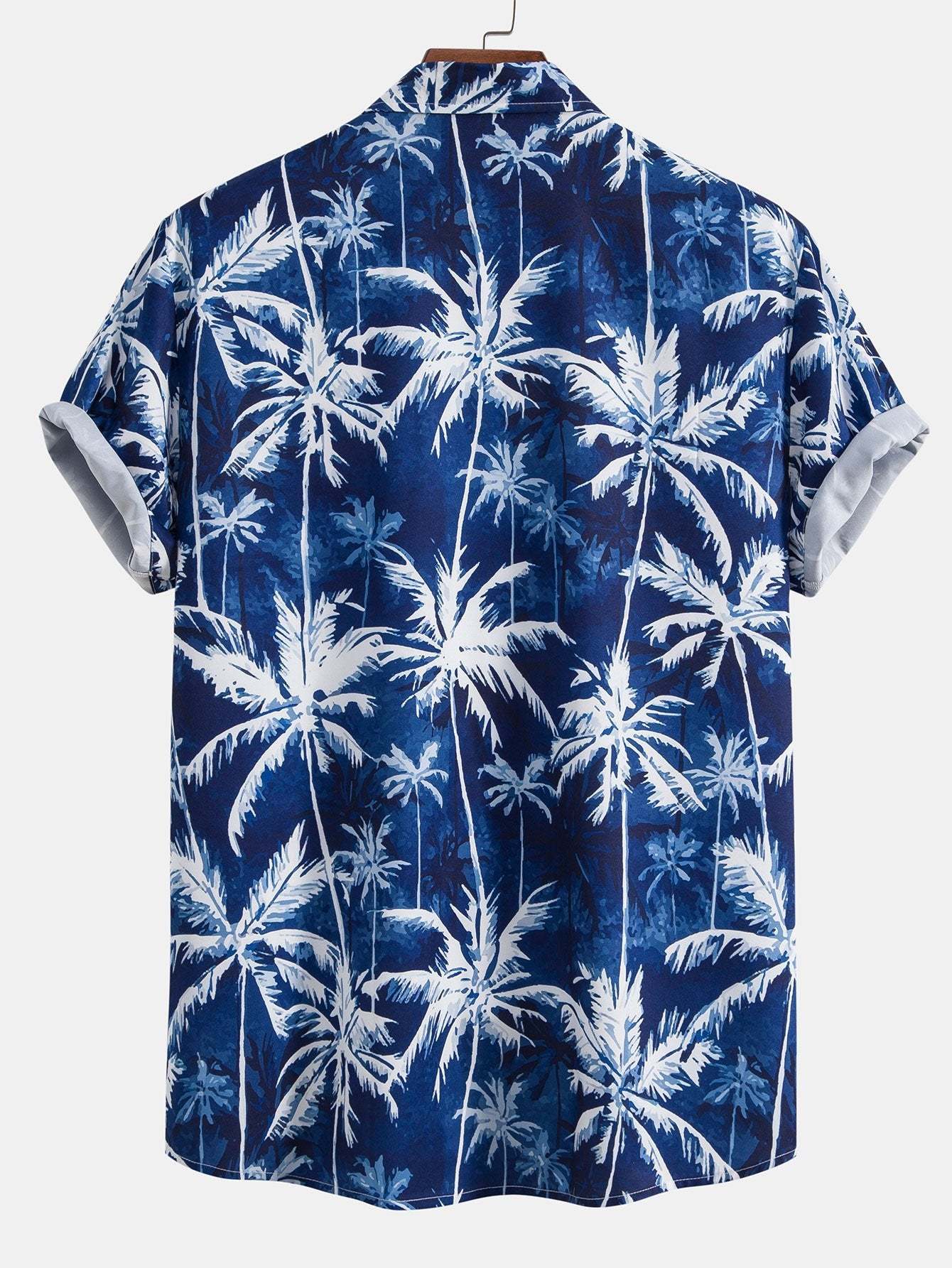 Watercolor Palm Tree Print Button Up Shirt-Mitchell Shoes