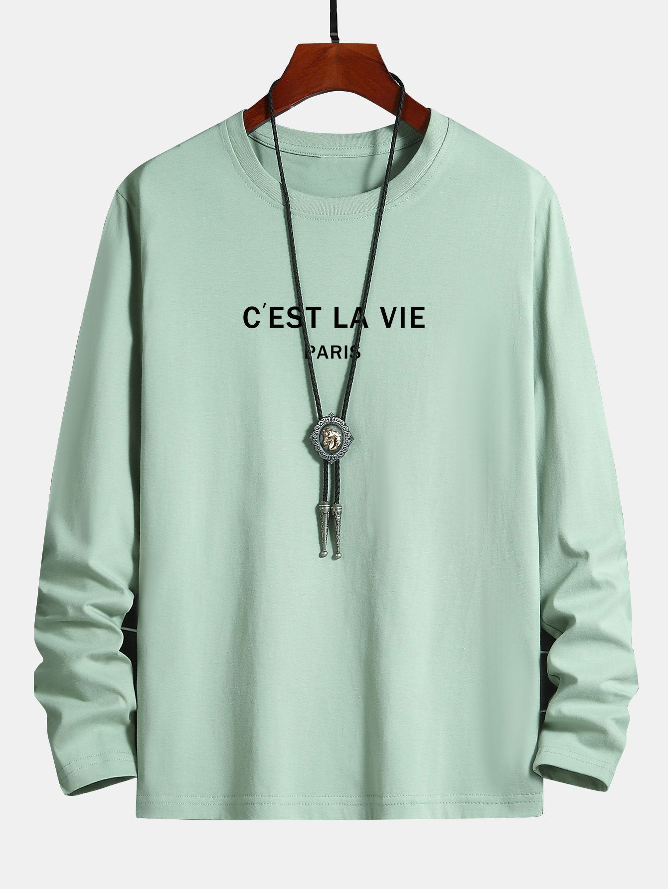 Long Sleeve Paris Print Cotton T-Shirt-Mitchell Shoes