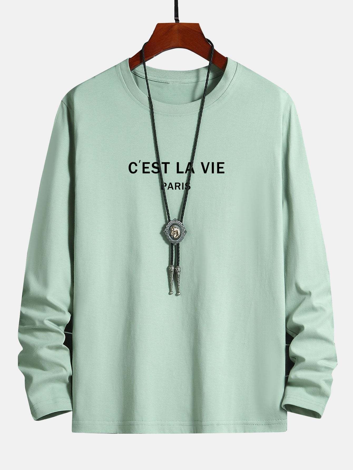Long Sleeve Paris Print Cotton T-Shirt-Mitchell Shoes
