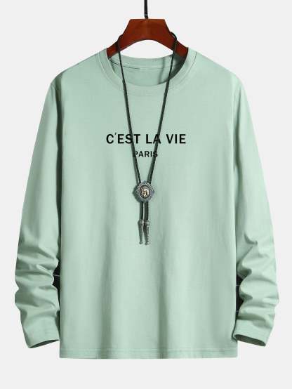 Long Sleeve Paris Print Cotton T-Shirt-Mitchell Shoes