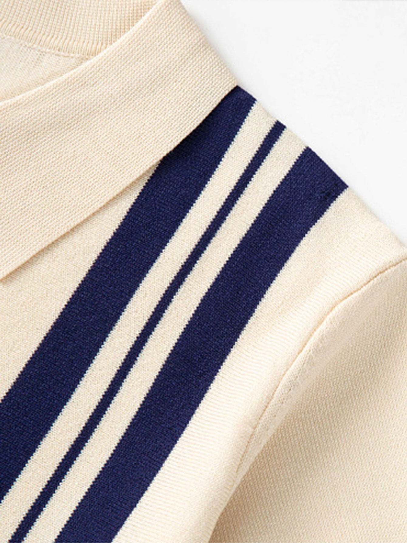 Striped Johnny Collar Sweater Polo-Mitchell Shoes