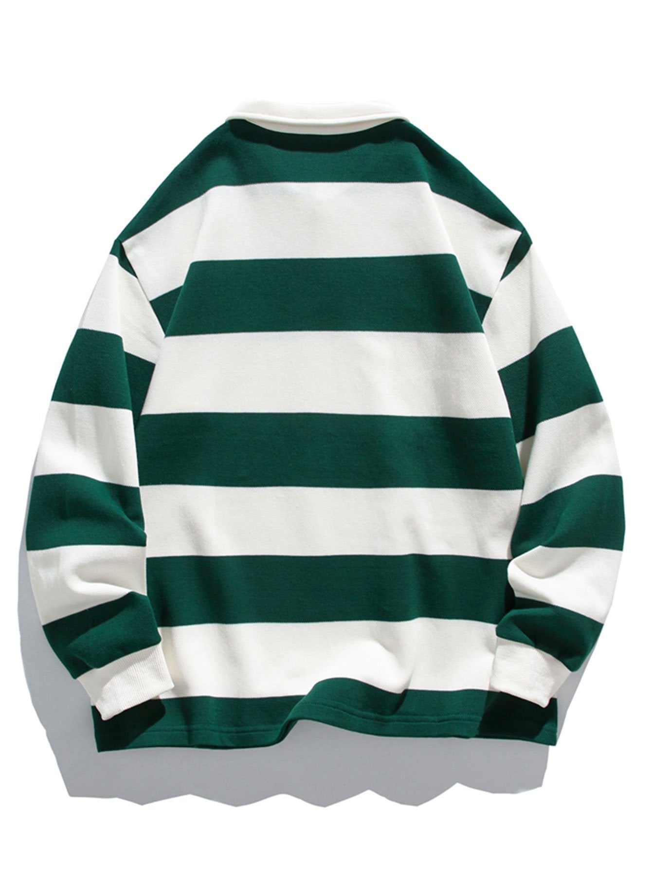 Relax Fit Waffle Wide Striped Polo Sweatshirt-Mitchell Shoes