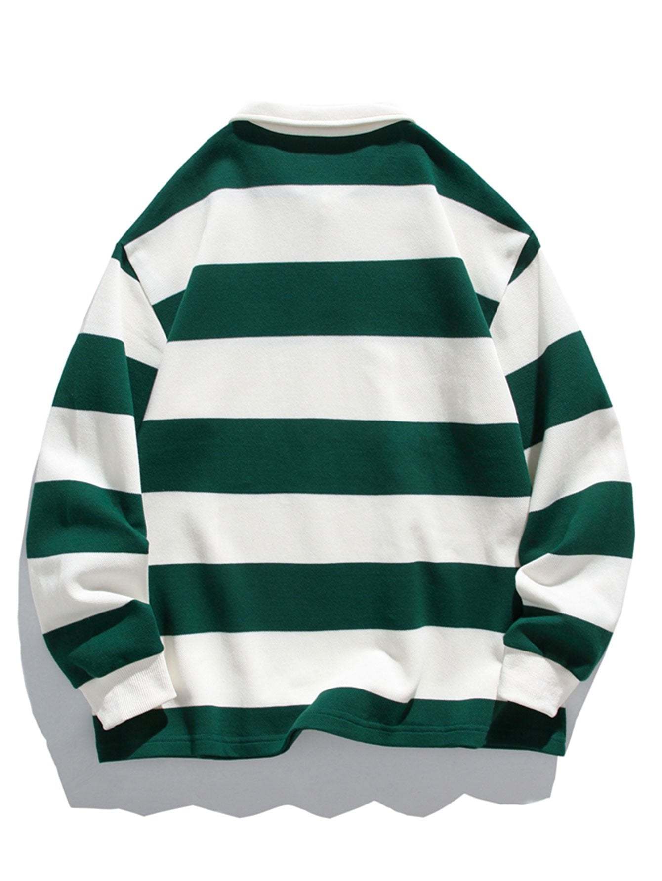Relax Fit Waffle Wide Striped Polo Sweatshirt-Mitchell Shoes