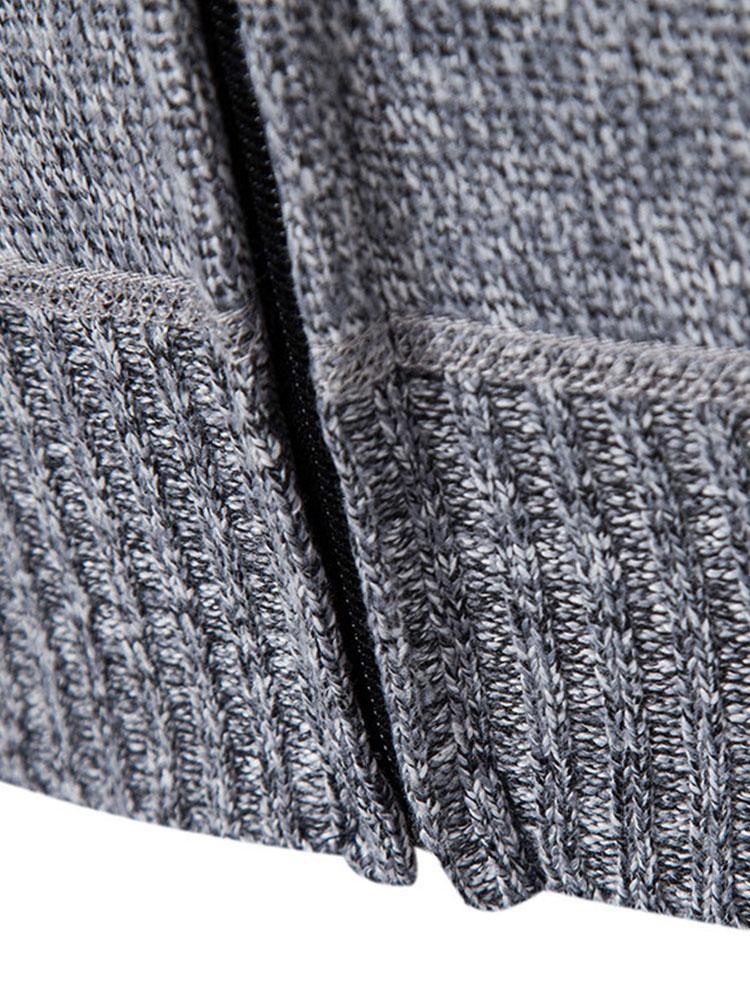 Geometric Pattern Zip Hooded Sweater-Mitchell Shoes