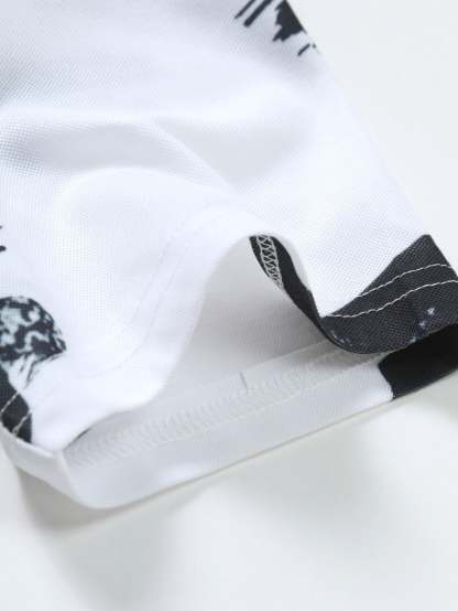 Brushstroke Print Polo Shirt-Mitchell Shoes