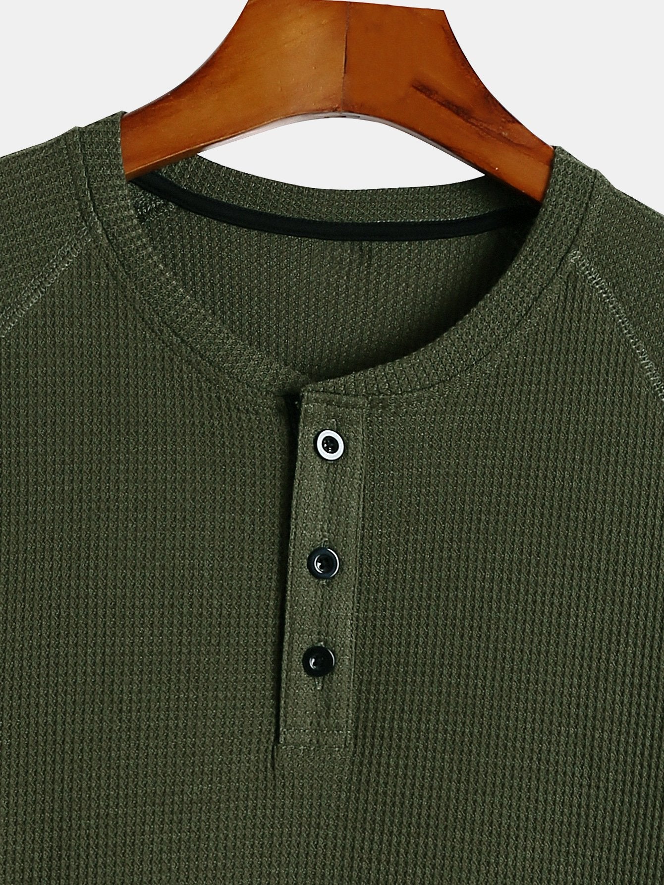 Long Sleeve Arc Hem Waffle Henley Shirt-Mitchell Shoes