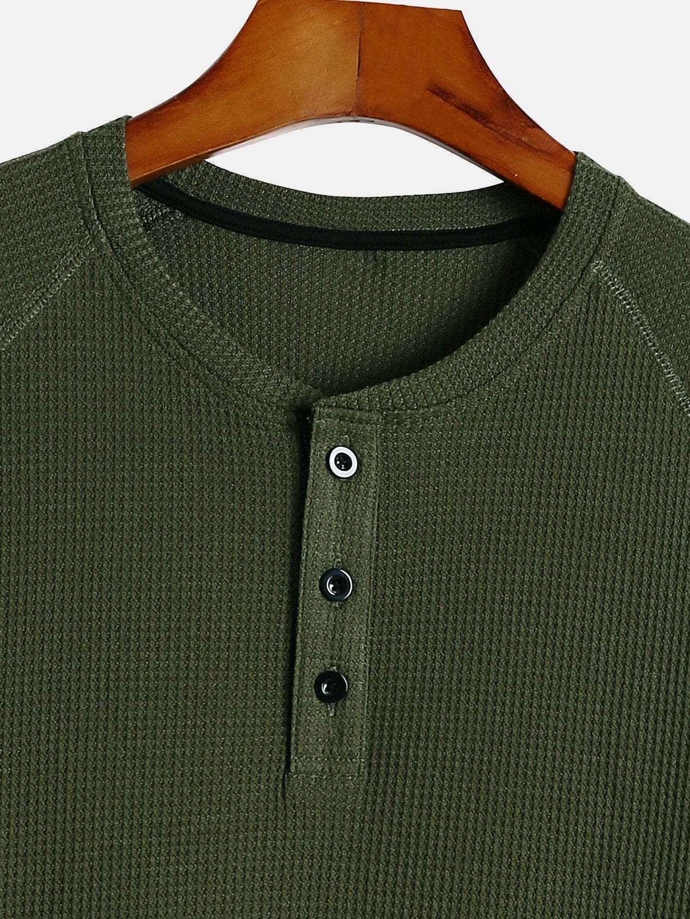 Long Sleeve Arc Hem Waffle Henley Shirt-Mitchell Shoes