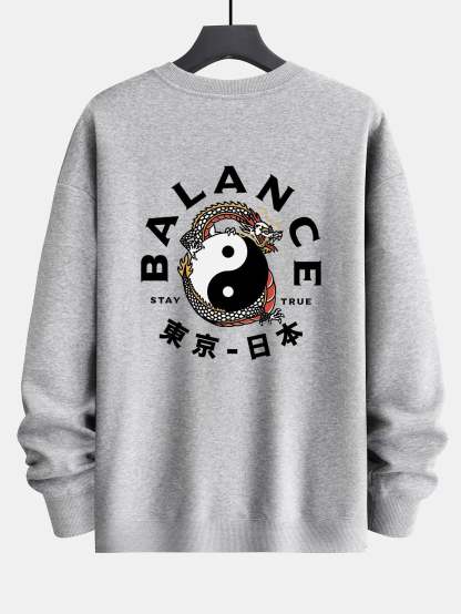 Dragon Slogan Back Print Relax Fit Sweatshirt-Mitchell Shoes