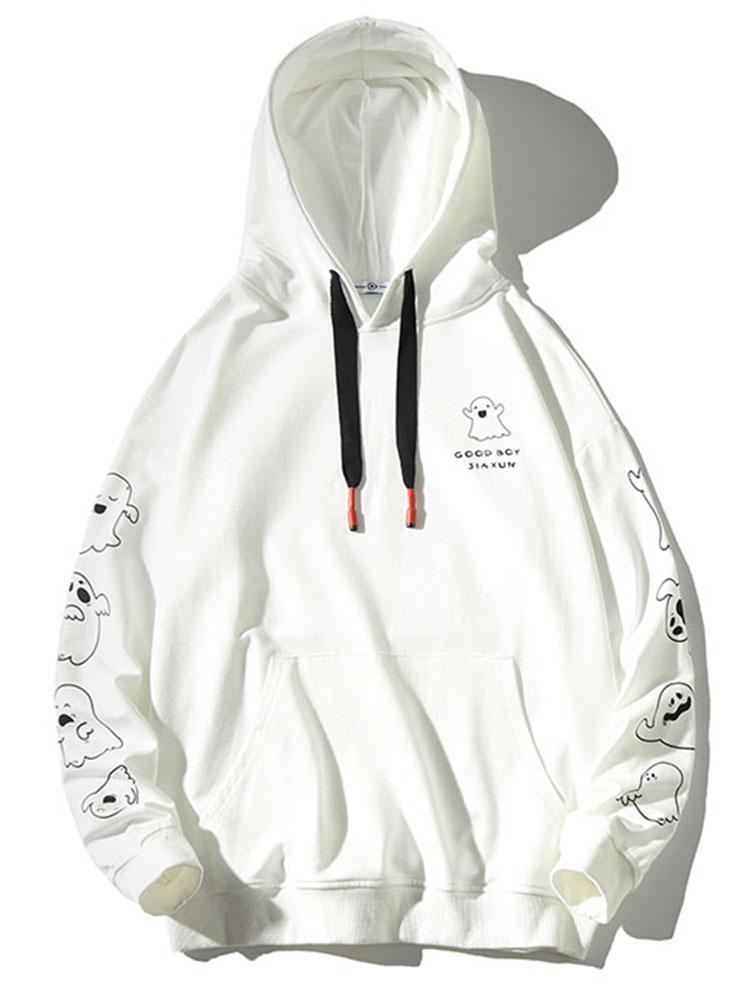 Relax Fit Ghost Print Hoodie-Mitchell Shoes