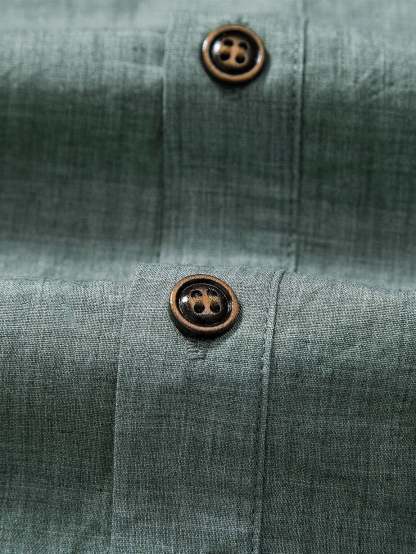 Short Sleeve Half Button Fly Henley Collar Shirt & Straight Leg Linen Pants-Mitchell Shoes