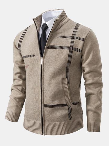 Striped Pattern Zip Sweater-Mitchell Shoes