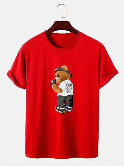 Selfie Bear Print Print T-Shirt-Mitchell Shoes