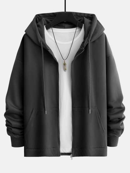 Basic Relax Fit Zip Hoodie-Mitchell Shoes