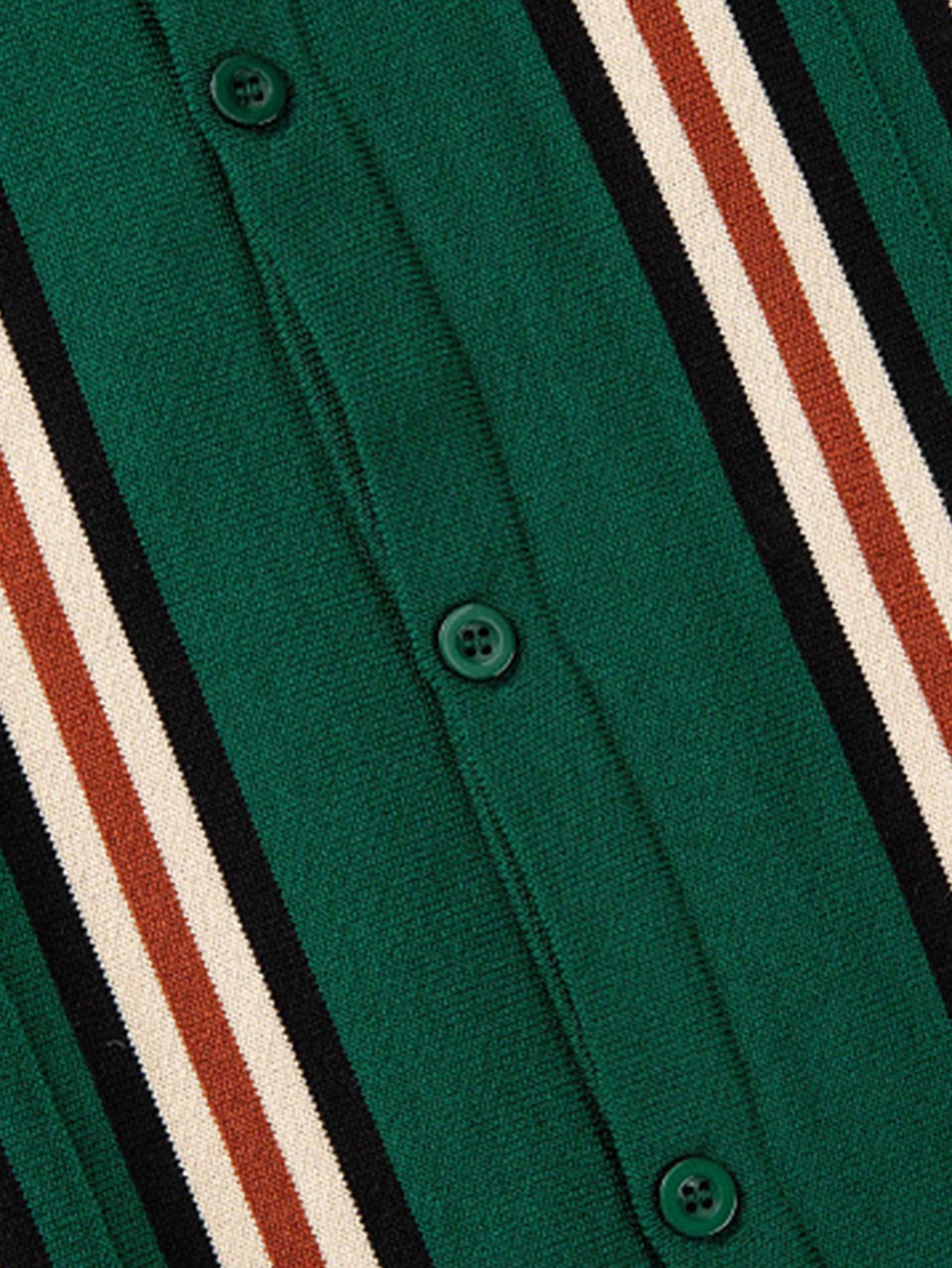Short Sleeve Striped Button Up Sweater Polo-Mitchell Shoes