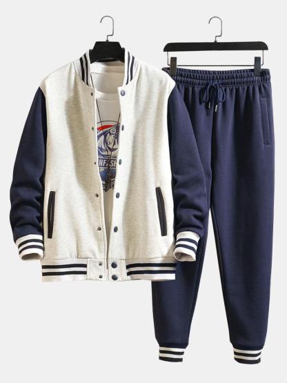 Contrast Baseball Jacket & Jogger Pants-Mitchell Shoes