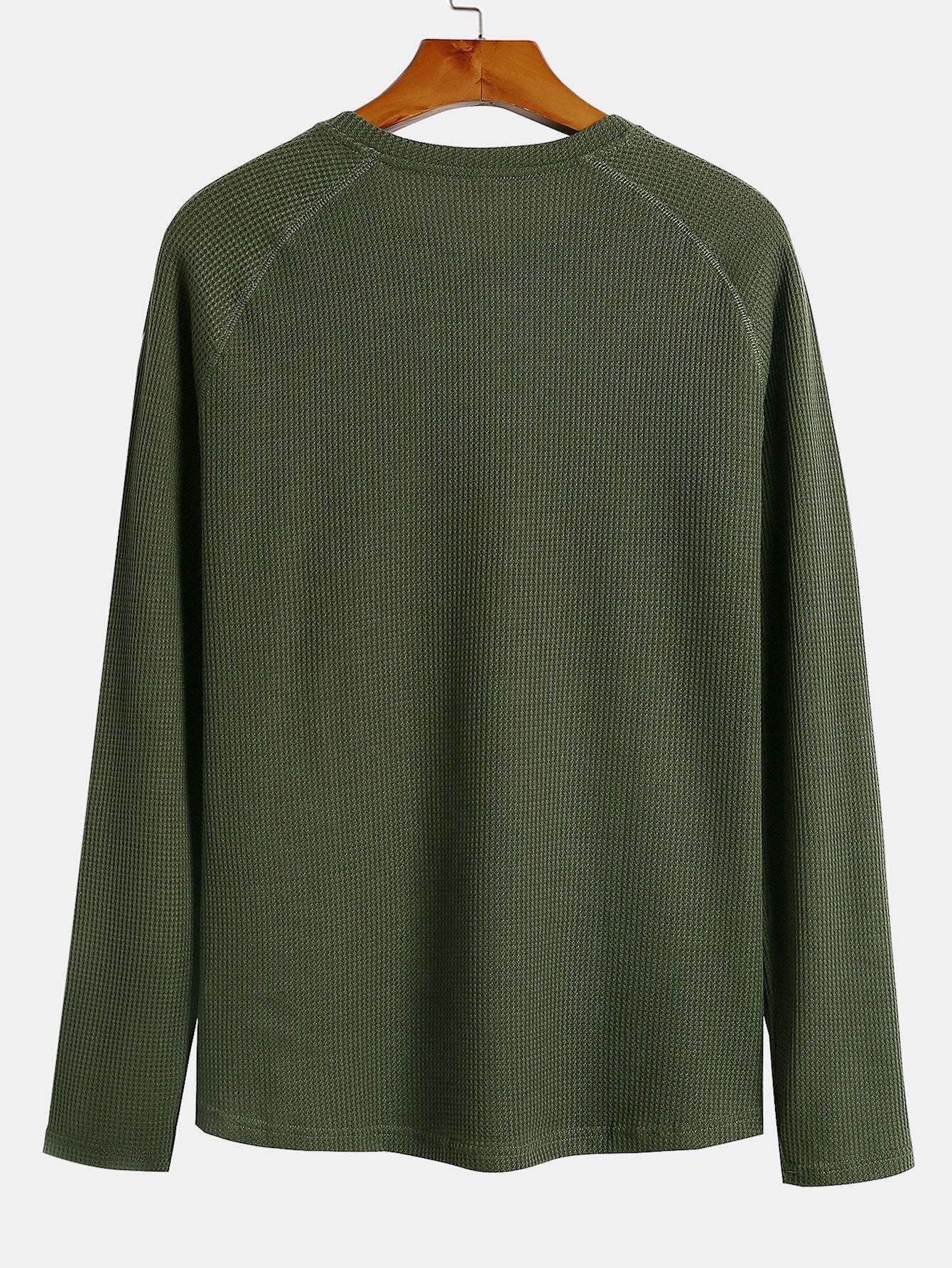 Long Sleeve Arc Hem Waffle Henley Shirt-Mitchell Shoes