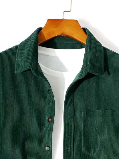 Long Sleeve Button Up Corduroy Shirt-Mitchell Shoes
