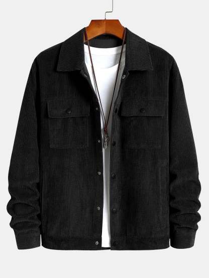Corduroy Jacket With Pockets & Drawstring Corduroy Jogger Pants-Mitchell Shoes