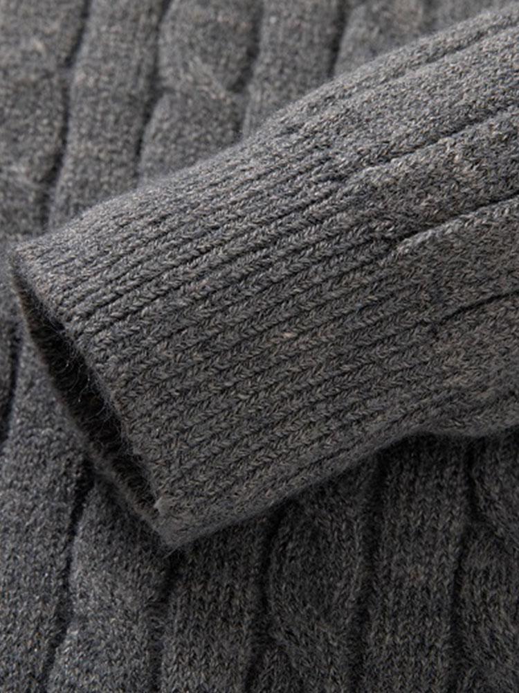 Braided Mock Neck Quarter Zip Sweater-Mitchell Shoes