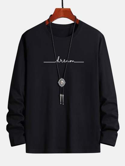 Long Sleeve Dream Print Cotton T-Shirt-Mitchell Shoes