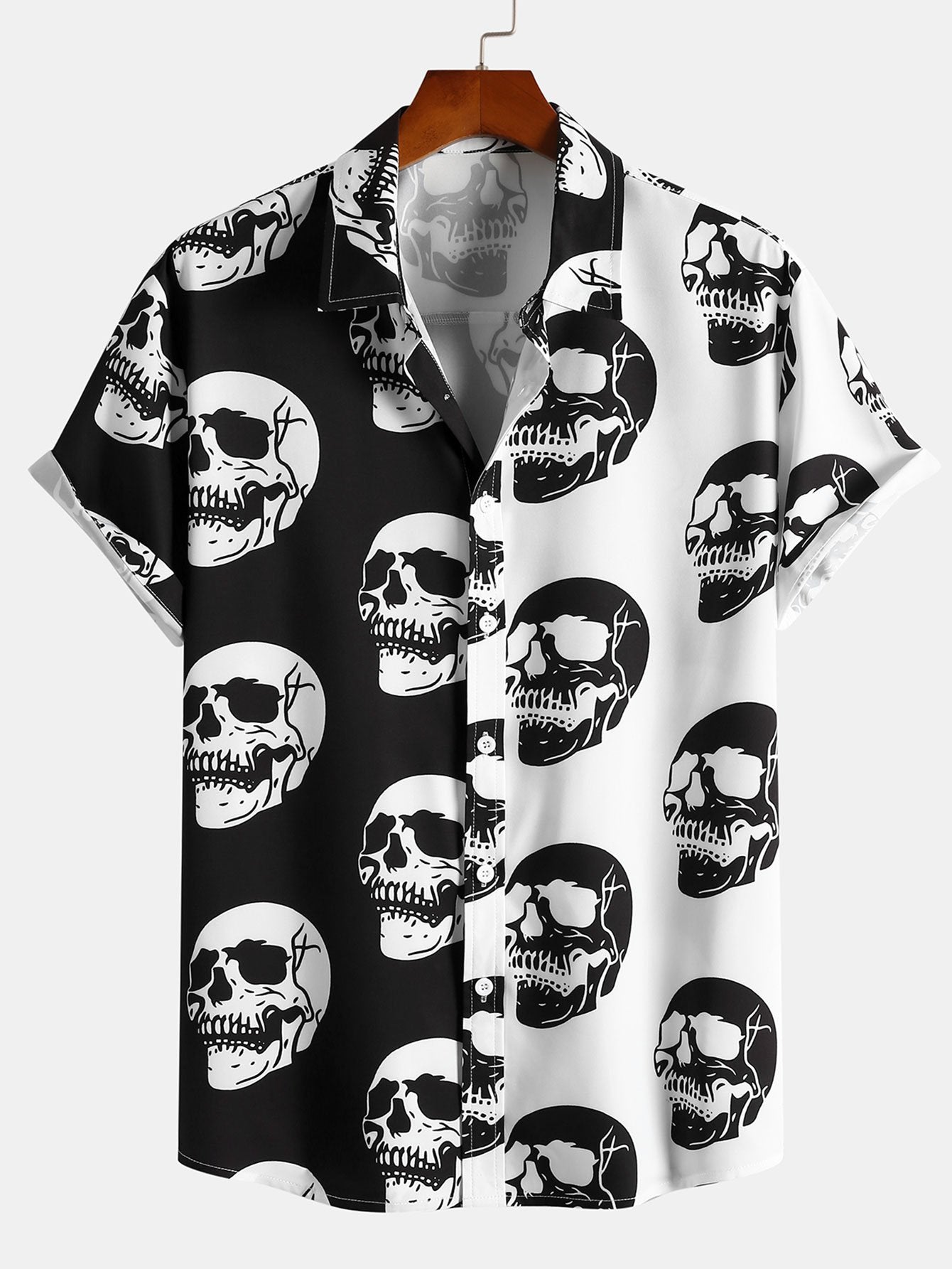 Two Tone Skull Print Shirt-Mitchell Shoes
