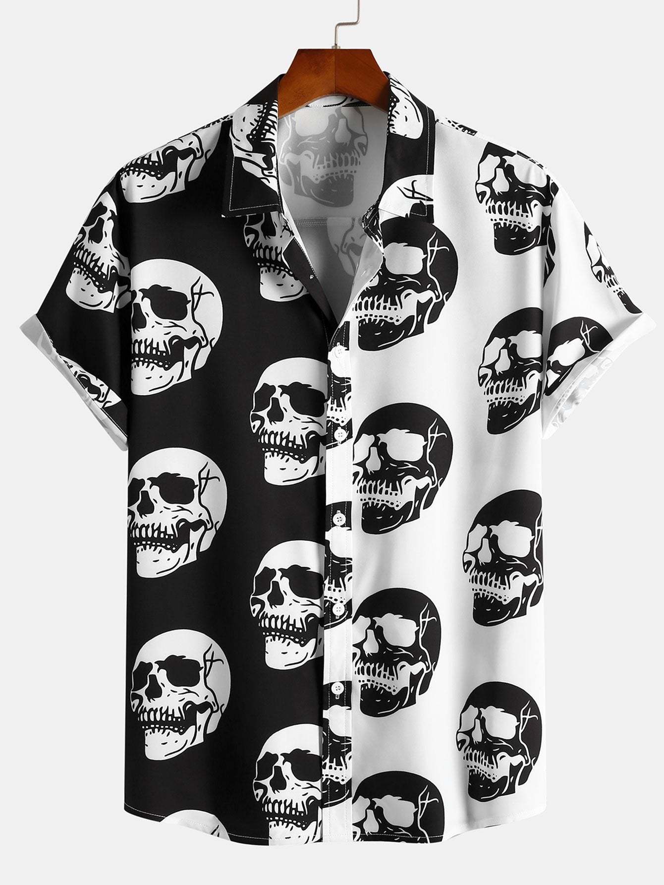 Two Tone Skull Print Shirt-Mitchell Shoes
