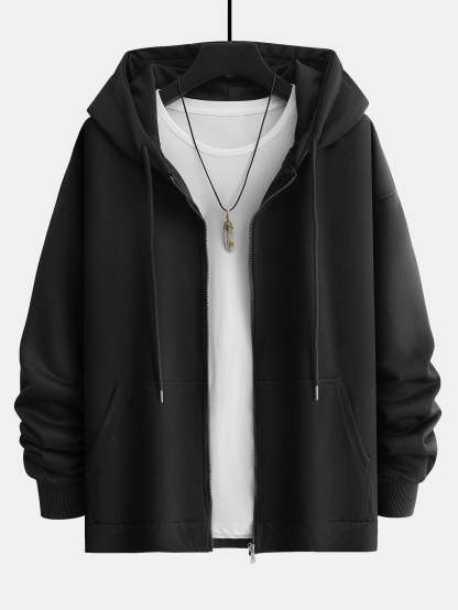 Basic Relax Fit Zip Hoodie-Mitchell Shoes
