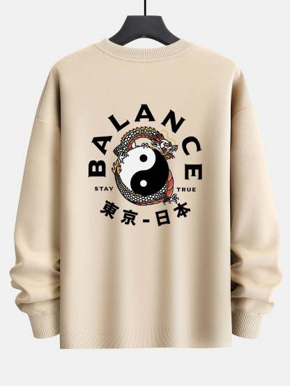 Dragon Slogan Back Print Relax Fit Sweatshirt-Mitchell Shoes