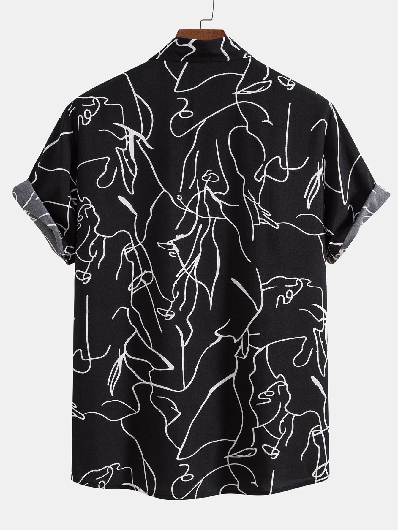 Abstract Line Print Buttton Up Shirt-Mitchell Shoes