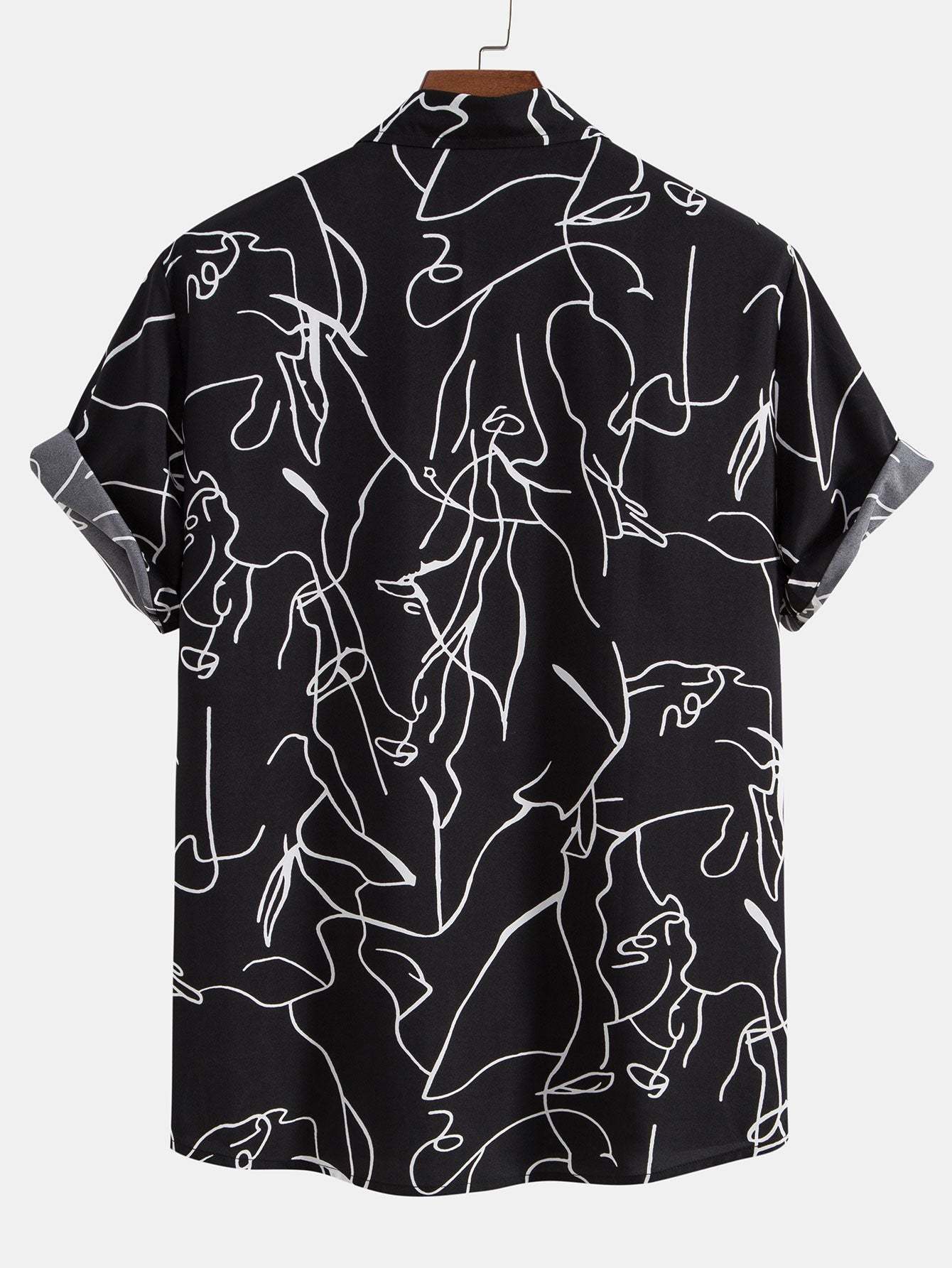 Abstract Line Print Buttton Up Shirt-Mitchell Shoes
