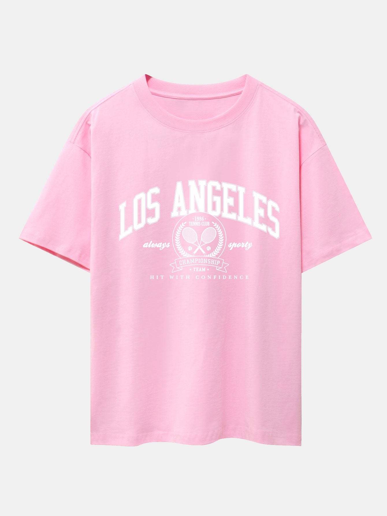 Los Angeles Tennis Print Drop Shoulder Oversize T-Shirt-Mitchell Shoes