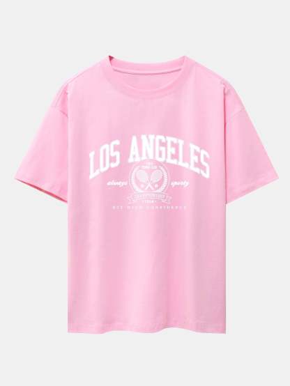 Los Angeles Tennis Print Drop Shoulder Oversize T-Shirt-Mitchell Shoes