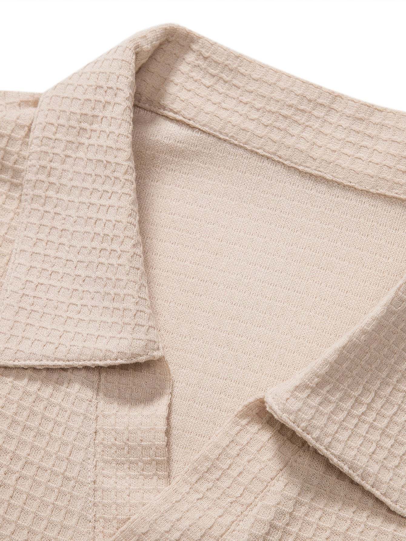 Knitted Waffle V Neck Polo Shirt-Mitchell Shoes