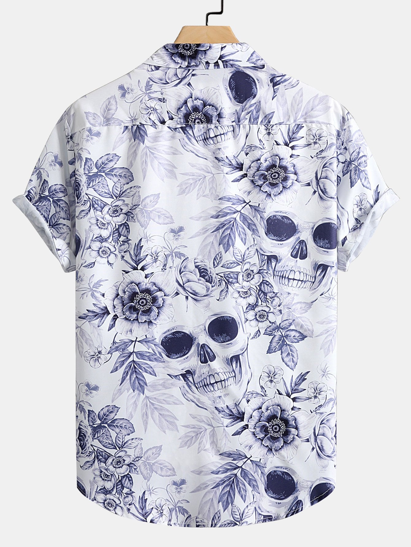 Skull Floral Print Button Up Shirt-Mitchell Shoes
