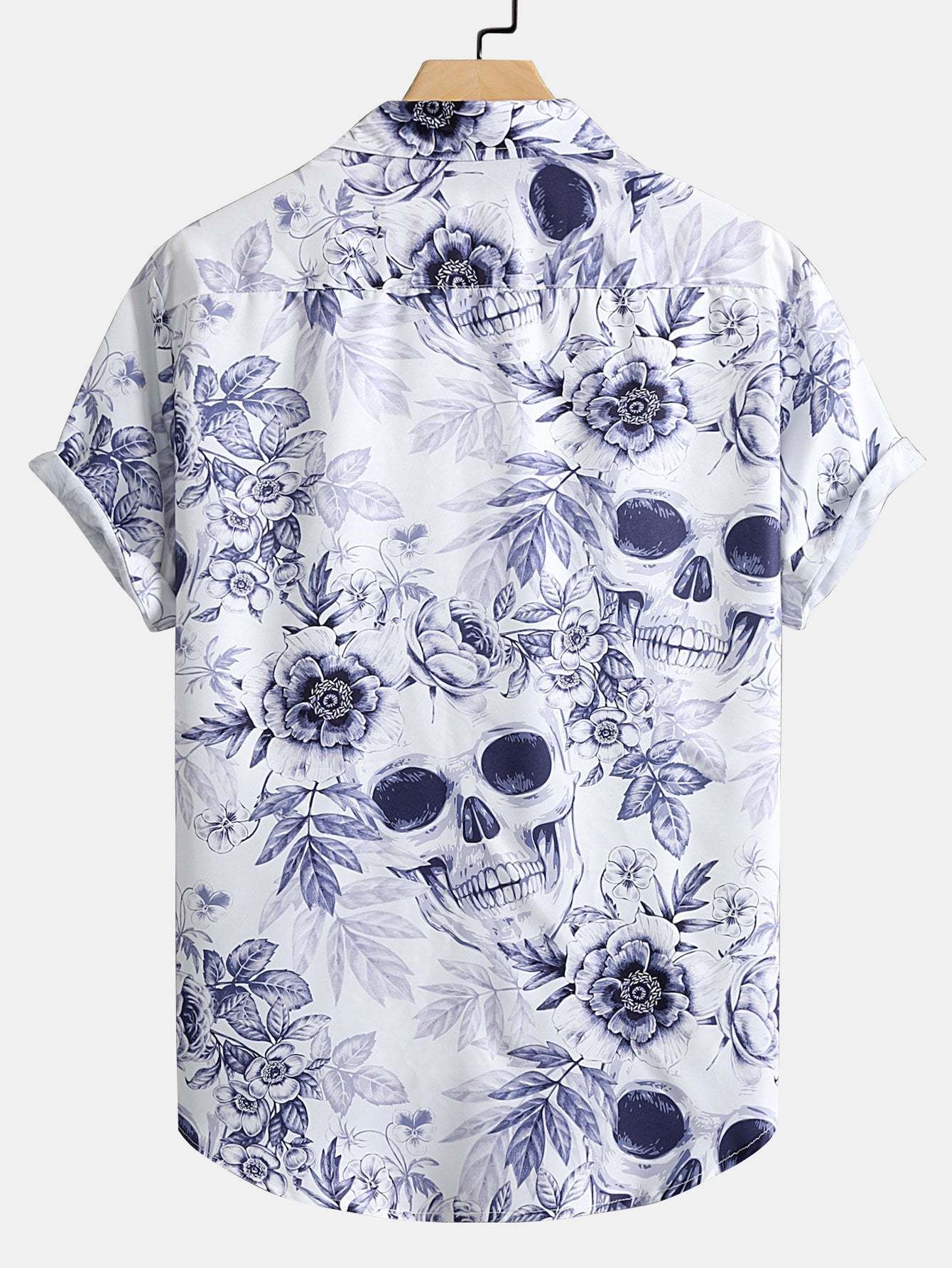 Skull Floral Print Button Up Shirt-Mitchell Shoes