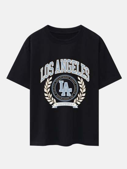 Los Angeles Varsity Print Heavy Weight Oversize T-Shirt-Mitchell Shoes