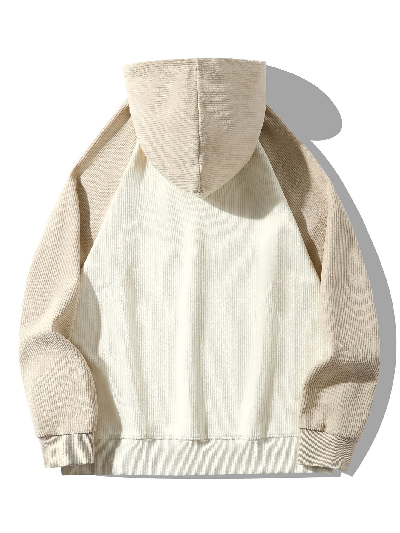 Paneled Corduroy Raglan Sleeves Hoodie-Mitchell Shoes