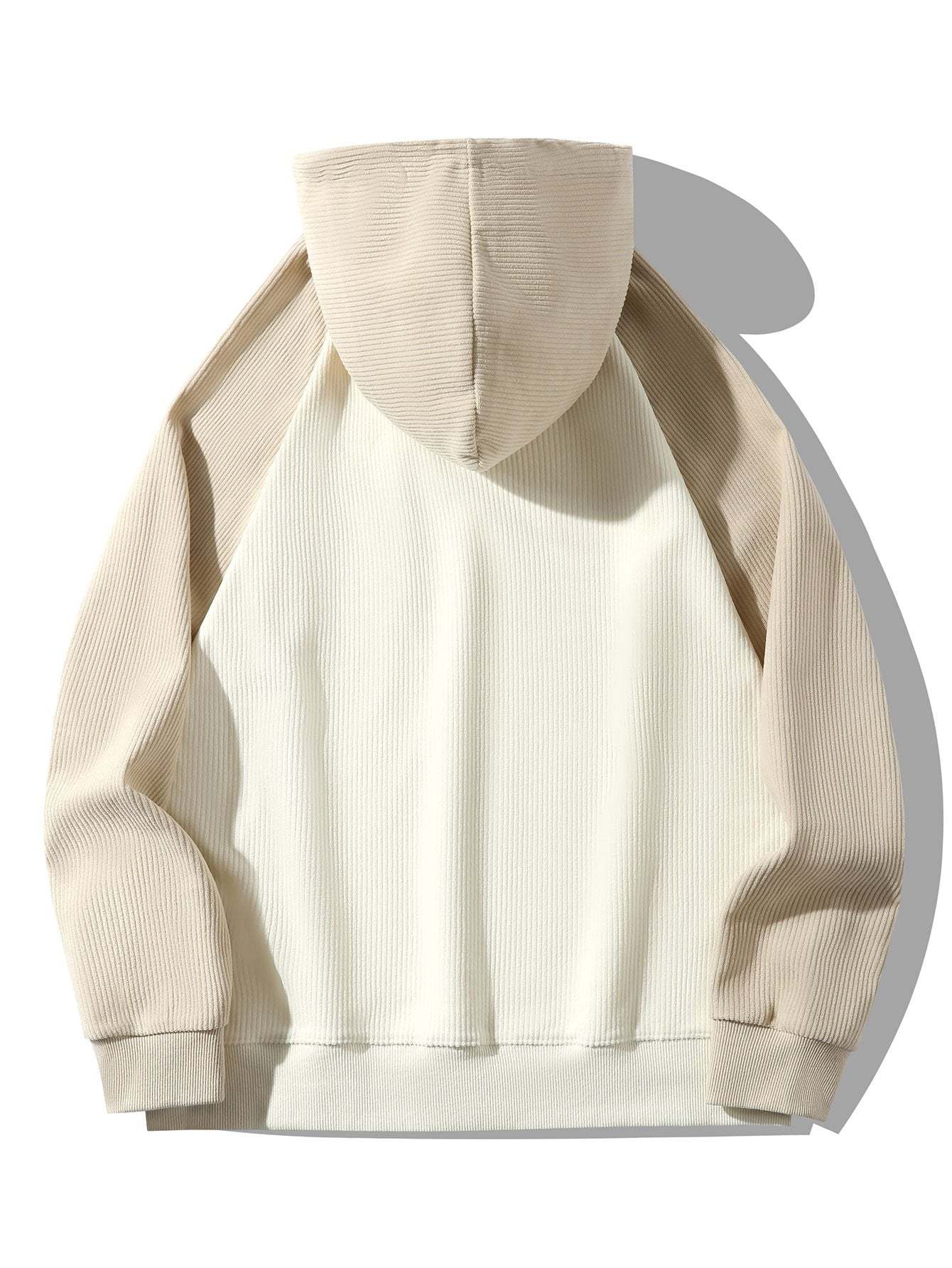 Paneled Corduroy Raglan Sleeves Hoodie-Mitchell Shoes
