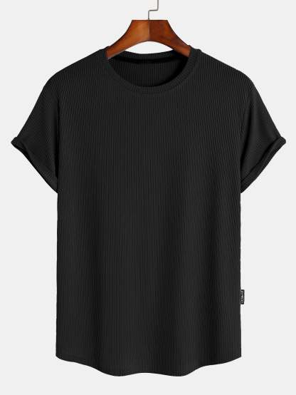 Muscle Fit Arc Hem Textured T-Shirt-Mitchell Shoes