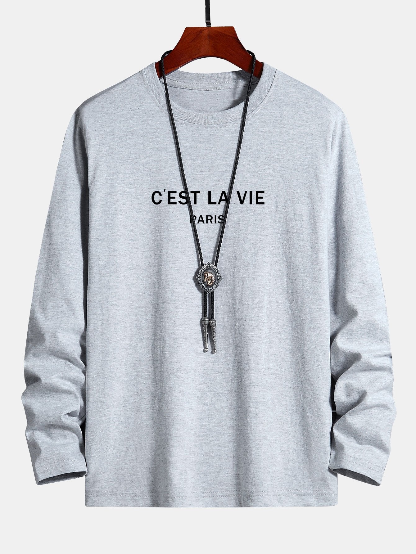 Long Sleeve Paris Print Cotton T-Shirt-Mitchell Shoes