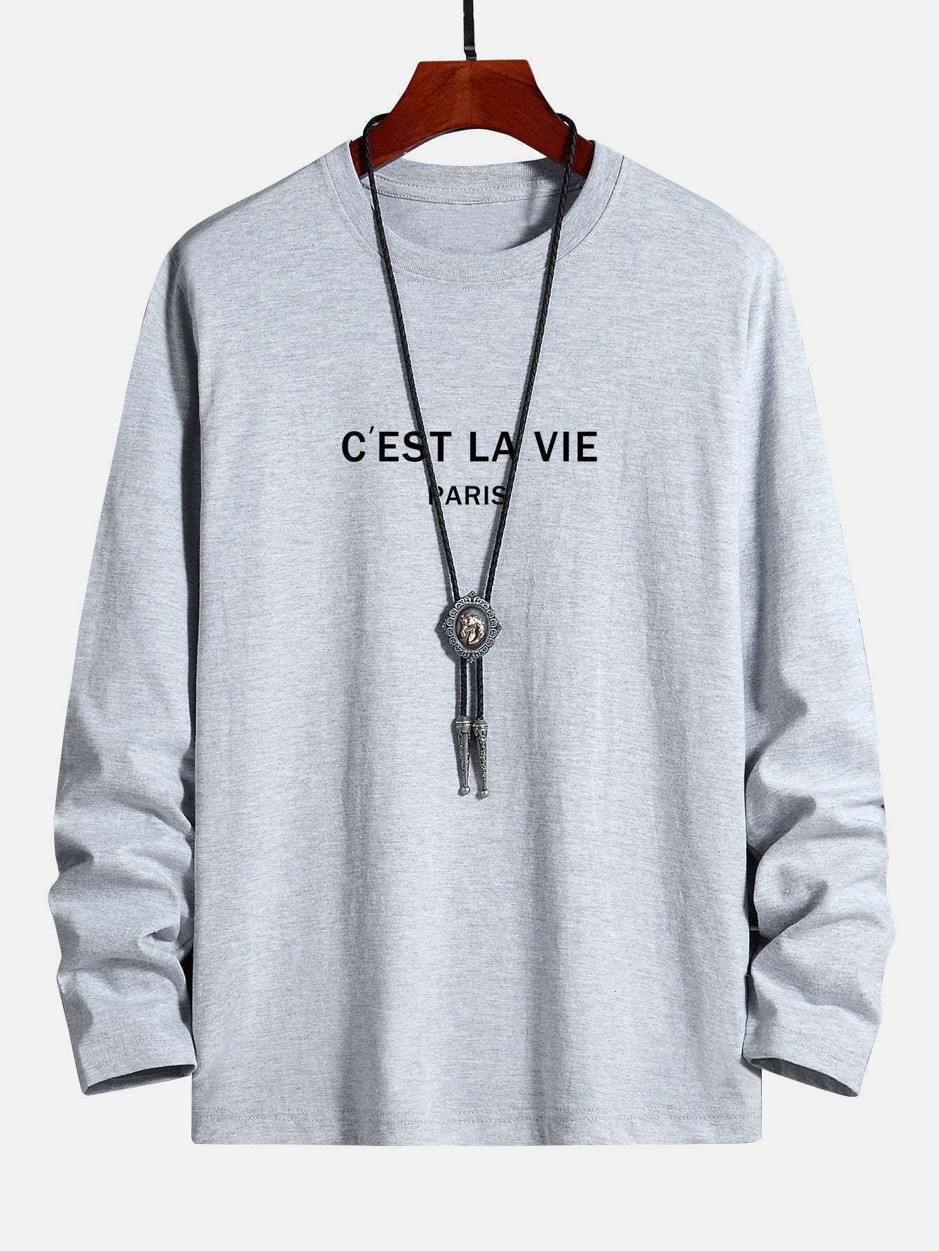 Long Sleeve Paris Print Cotton T-Shirt-Mitchell Shoes