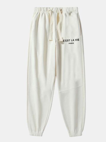 Paris Print Cotton Blend Jogger Pants-Mitchell Shoes